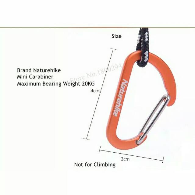 Carabiner Naturehike NH15A004-H set 2pcs mini buckle type D flat hook clip