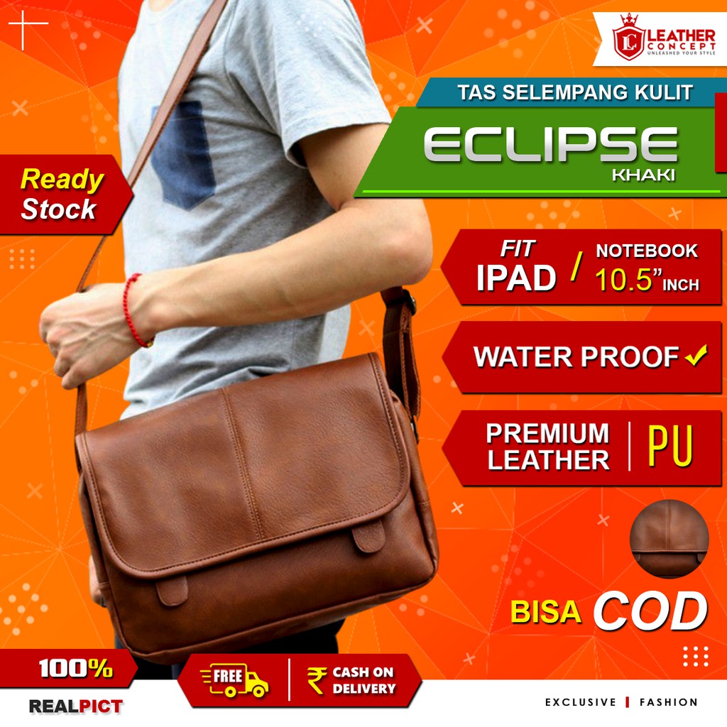 Tas Selempang Kulit Pria (ECLIPSE) - KHAKI