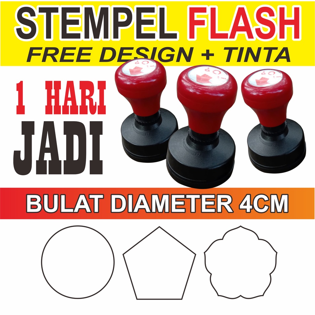 

Stempel Flash Bulat Diameter 4cm / Stempel Flash Warna / Stempel Costum