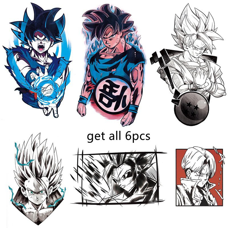 6 Sheets Anime Tattoo Stickers Cartoon Temporary Tattoo Waterproof Fake Tattoo Stickers K08P