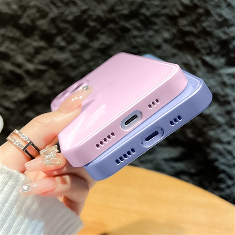 Hard Case Bahan Kaca Glossy Dengan Lensa Film Untuk iPhone 14 14Pro 14Plus 13 Pro MAX