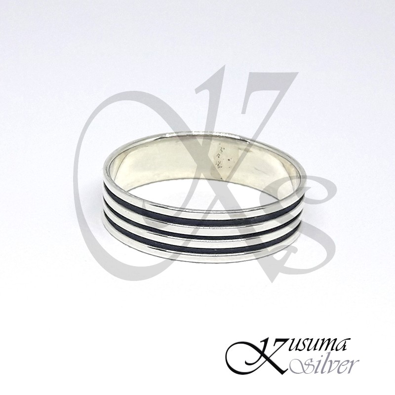 Cincin Ring Perak Silver Polos Garis Tiga Triple Line Simple Simpel Asli 925 Cewek Cowok