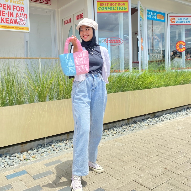 Puffy bag macaroon / puffy bag / puffy bag two tone / puffy bag murah / puffy bag trend / puffy bag 