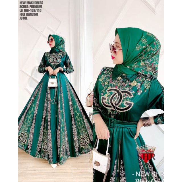 COD !! NEW SHR 100% ORI DRESS MAXI GURAME SCUBA PREMIUM CH BUSUIsyahira-7