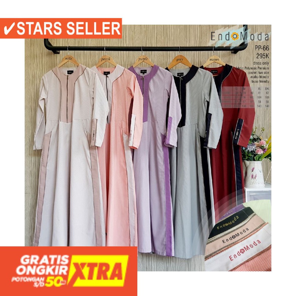 BUSANA MUSLIM PEREMPUAN FASHIONABLE CEWEK CANTIK / GAMIS MUSLIMAH ENDOMODA PP 66