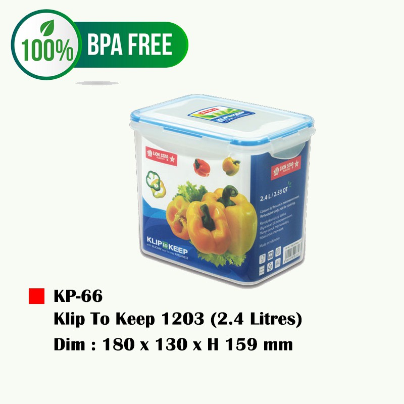 Toples Klip To Keep Kp 66 Lion Star Toples Kotak Penyimpanan Makanan 2,4 Liter