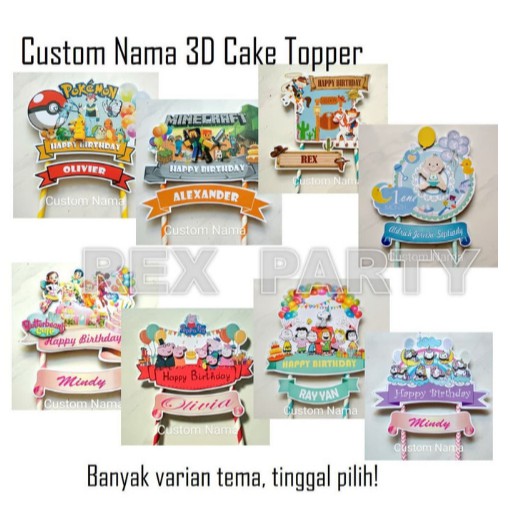 Cake Topper Custom Nama/Custom Nama Topper 3D/Custom Name 3D Cake Topper Set