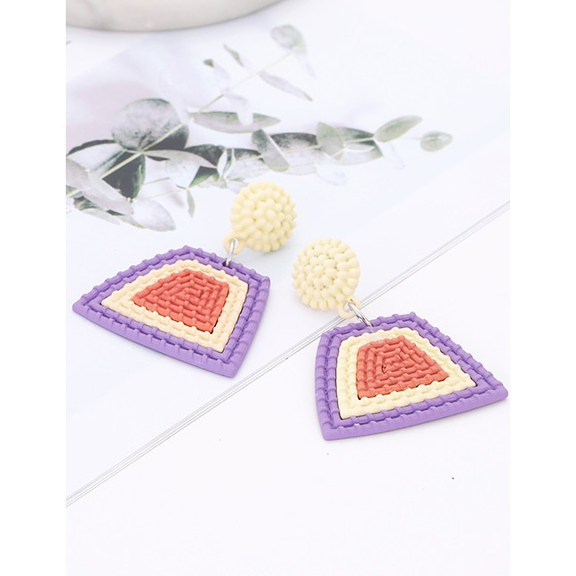 LRC Anting Tusuk Fashion Alloy Geometric Color Matching Earrings F40606