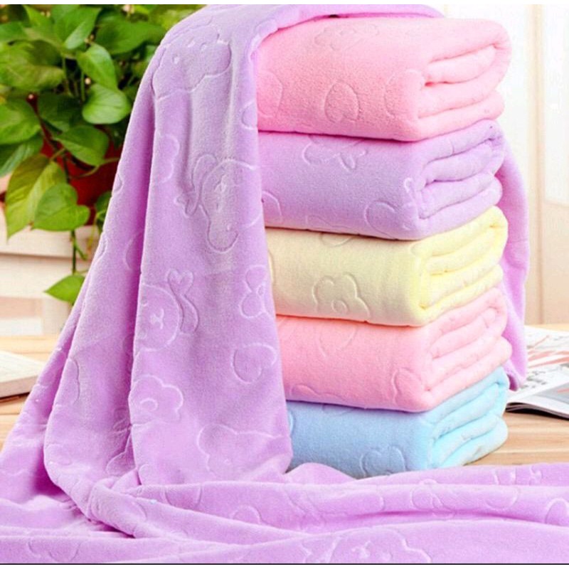 COD Handuk polos jumbo ukuran 70X140/ handuk bayi lembut /handuk murah / handuk polos embos