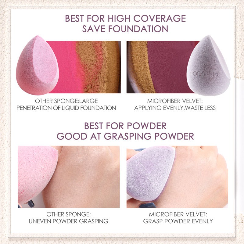 FOCALLURE Non Latex Soft Makeup Sponge Skin-friendly Foundation Sponge Puff