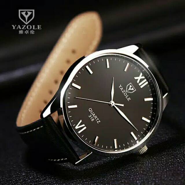 Yazole 318 Jam Tangan Pria Original Quartz Watches - Black/Black Dial