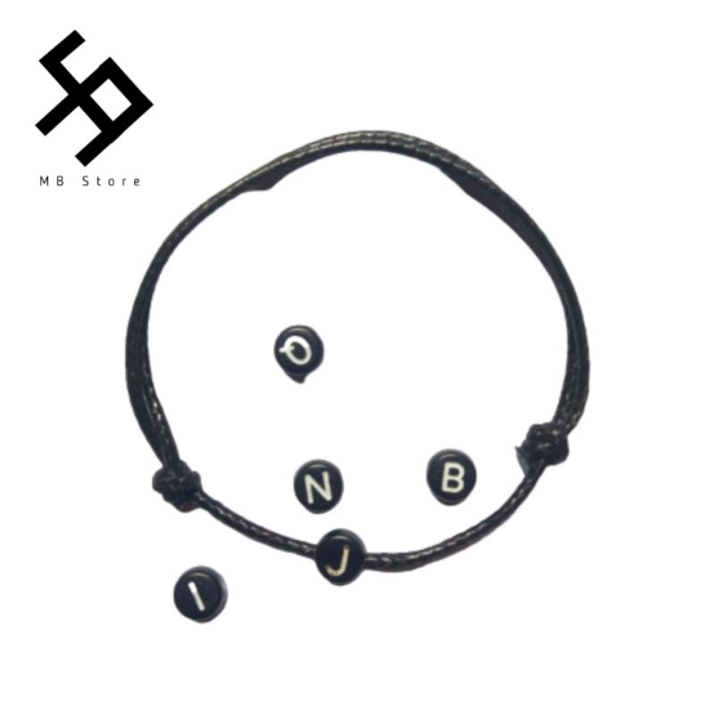 ⚠️Huruf R habis. A-Z Gelang tali inisial huruf bentuk bulat