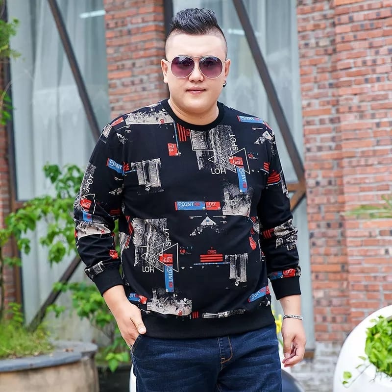 ARIFIN Atasan Kaos Pria Jumbo Wanita Fashion Muslim Koko Lebaran Baju Sweater Oversize Lengan Panjan
