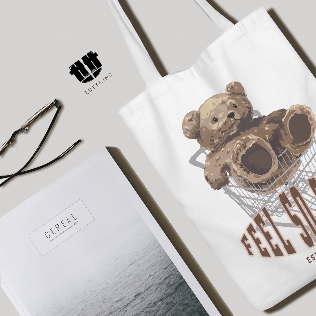 Totebag Kanvas Original Lutte.Inc Tote bag Premium Totebag Wanita Bear Series