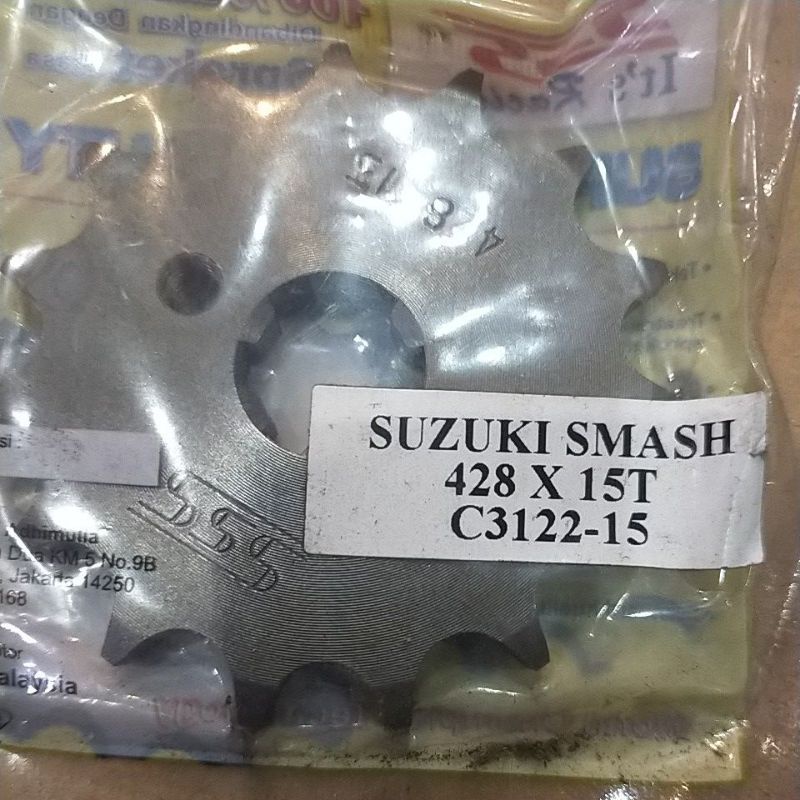 SSS GEAR GER DEPAN 428 520 JUPITER VIXION R15 MEGAPRO GL CB150R SUPRA SATRIA FU SMASH SHOGUN GIR FRONT SPROCKET-Sss 428x15 smash kph