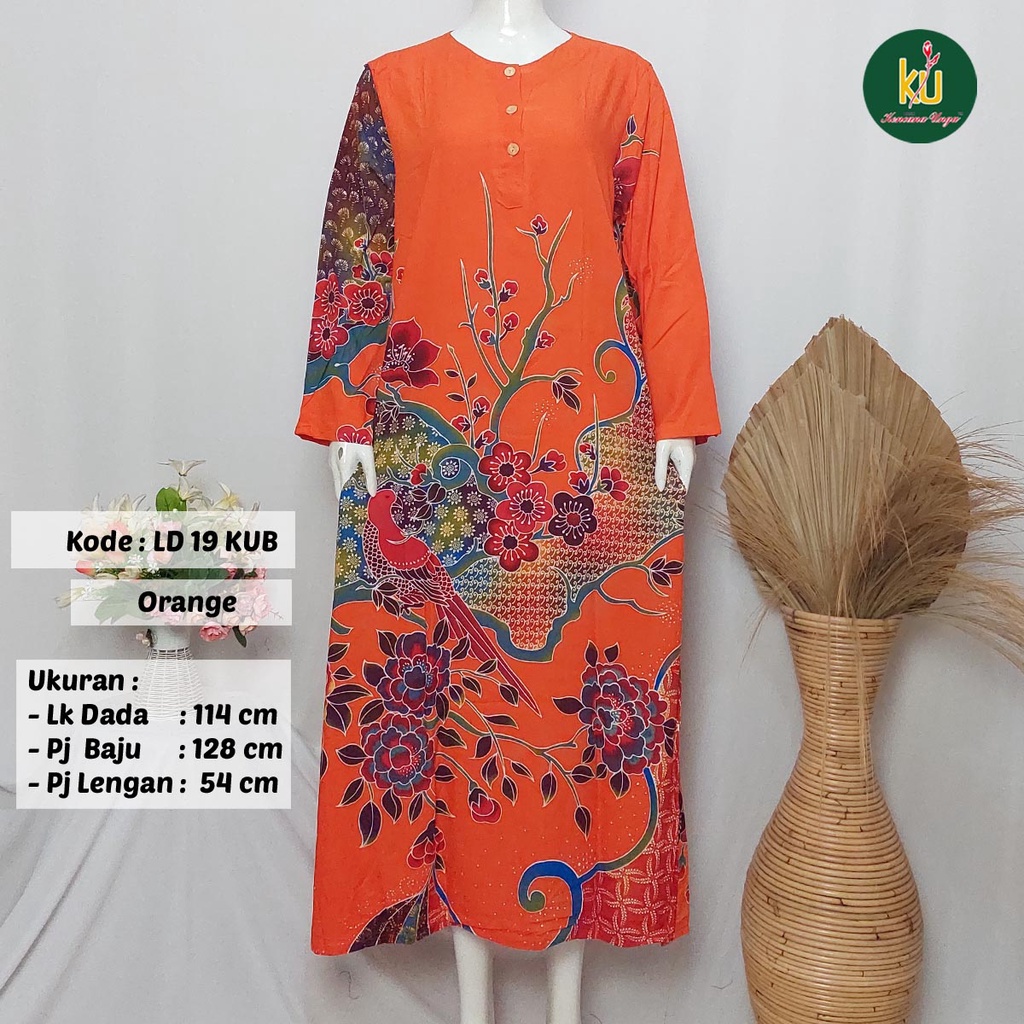 COD LD 20 KUB | DASTER PANJANG KENCANA UNGU ASLI LABEL BIRU | LongDress Wanita Lengan Panjang Busui ini-Orange D