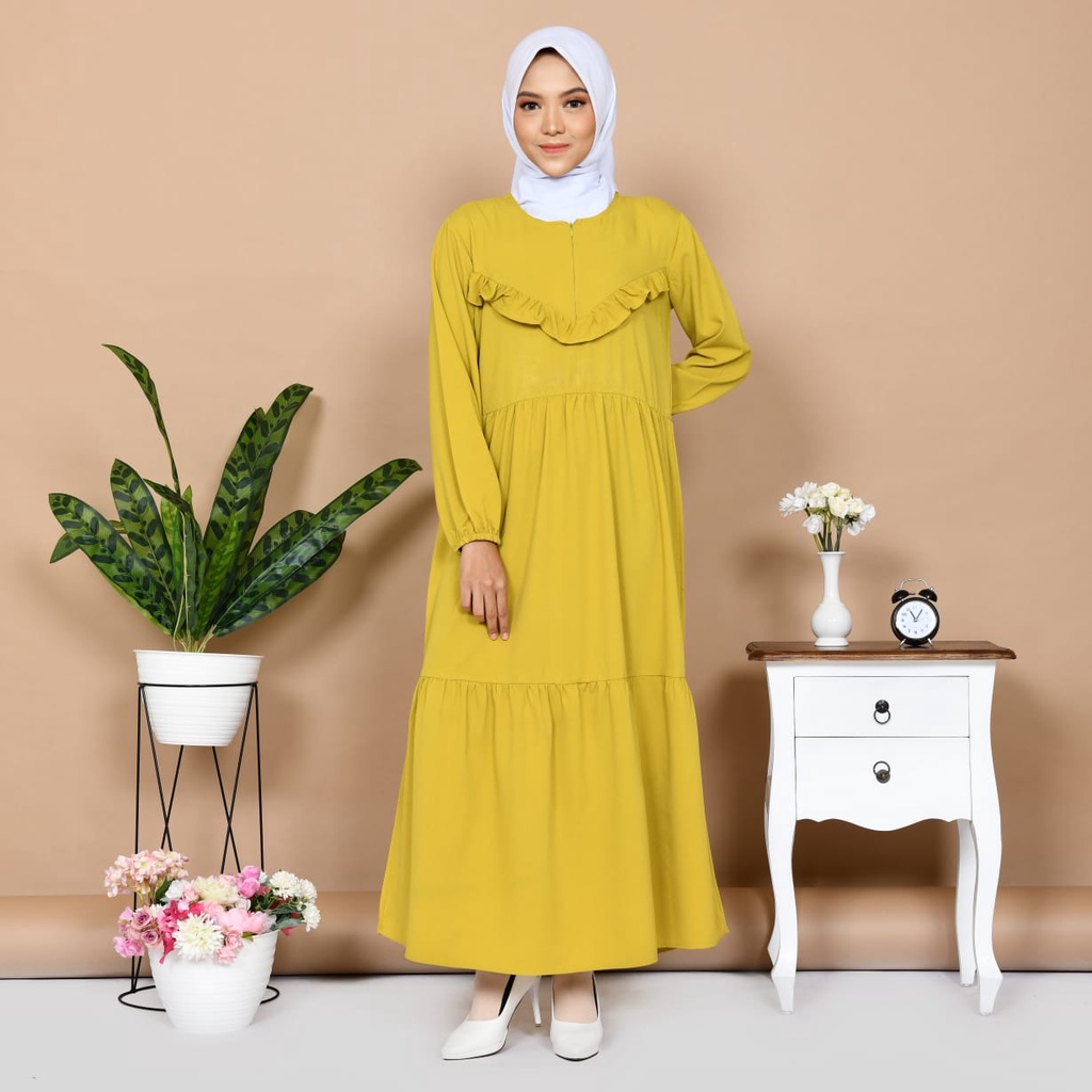 Gamis Muslim Terbaru bahan Caton Rayon premium Gamis Lebaran Moderen Dress Muslim Wanita