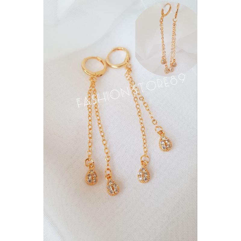 Anting Jurai Panjang Permata impor xuping perhiasan replica emas xuping fashion