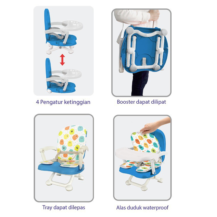 Baby Safe POP n Eat Booster Seat Kursi Makan Bayi BabySafe BO02 Biru Hijau