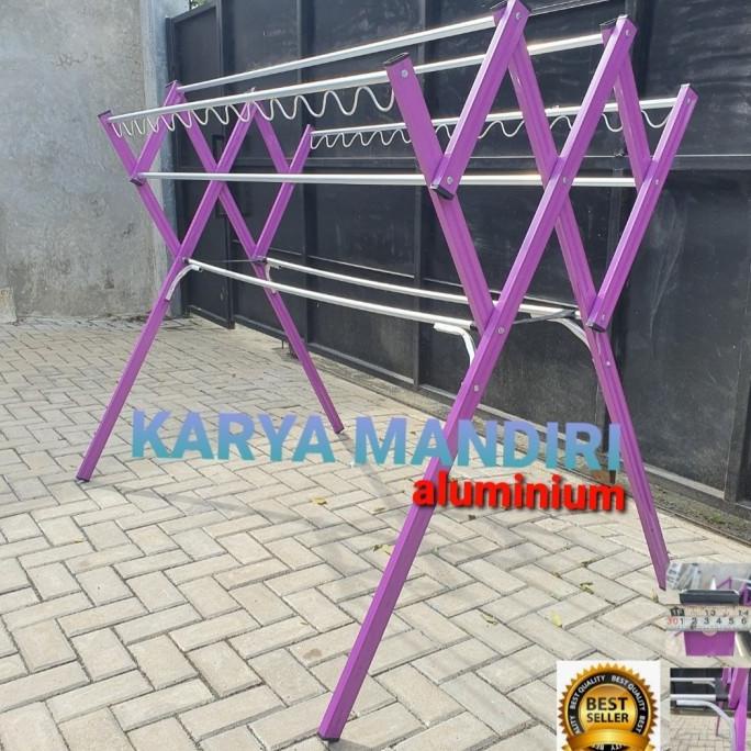 Open DS] JEMURAN BAJU BESAR / JEMURAN PAKAIAN ALUMINIUM WARNA / 180 CM / UNGU