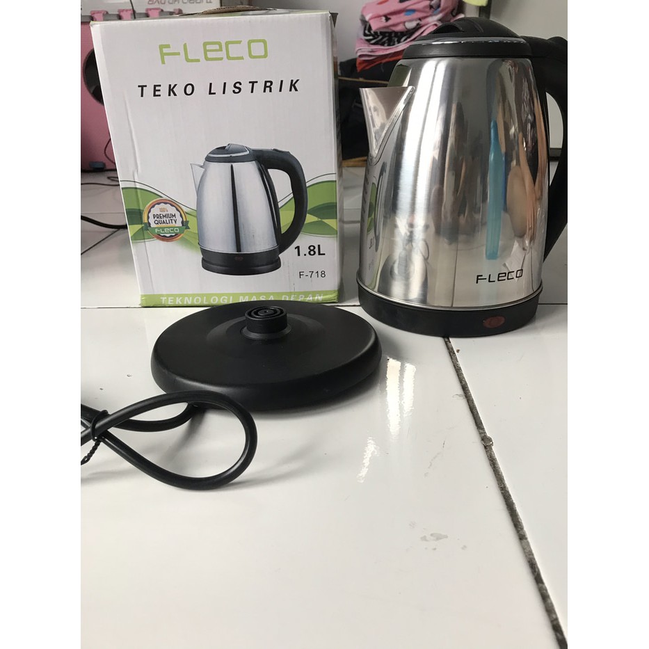 Terlaris!! Teko Listrik Kettle Listrik Fleco Stainless Steel 1,8Liter