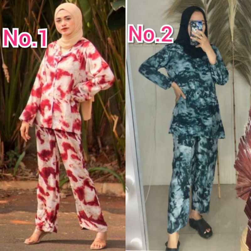 Setelan Tie Dye Rayon Viscose Jumbo / Set Cel Tie Dye Rayon / Dayli Set Tie Dye