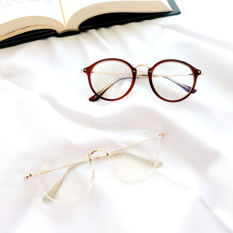 Kacamata Bulat Lensa Optik Anti Radiasi Minus Silinder Baca Cowok Cewek