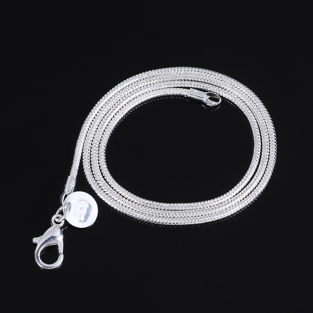 Top Kalung Rantai Ular Hadiah Untuk Wanita Pria16 /18 /20 /22 /24Inch Punk925 Sterling Silver