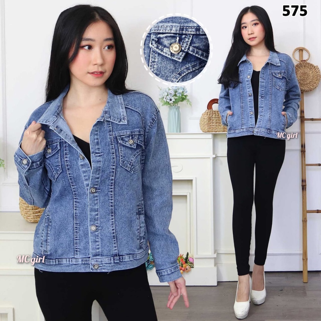 MC girl - Jaket Jeans Snow Blue Wanita / Jacket Denim Snowblue Polos Cewek