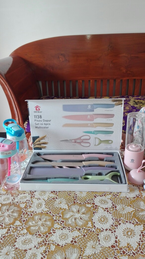 Gm Bear Pisau Dapur Set Isi 6pcs 1138-kitchen Knife Set Multicolor