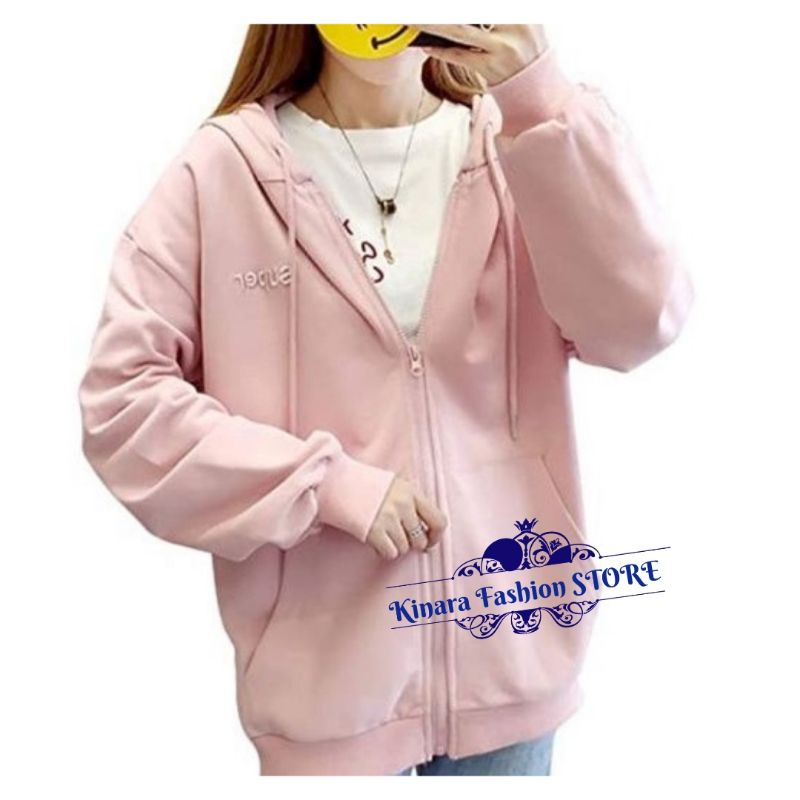 Jaket Hoodie sweater oversize pakaian pria wanita Outerwear Korean Style SUPER ZIPPER FJ725