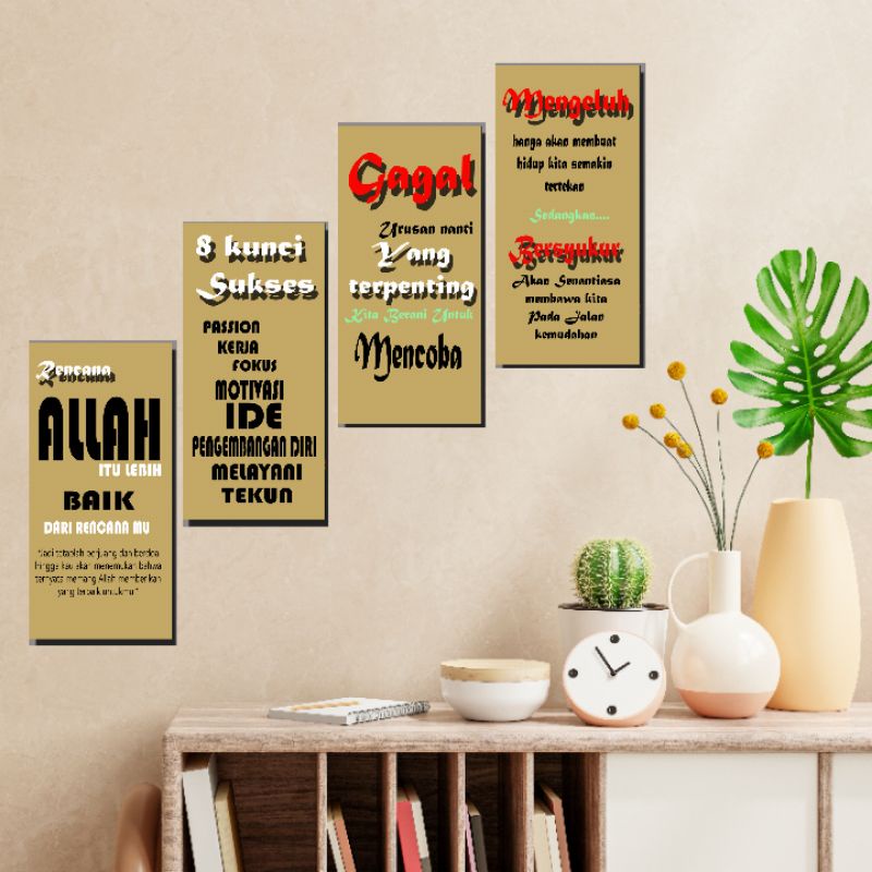 Hiasan dinding Ruang tamu poster stiker papan Kata kata motivasi Islami termurah ketebalan 6 mm stik