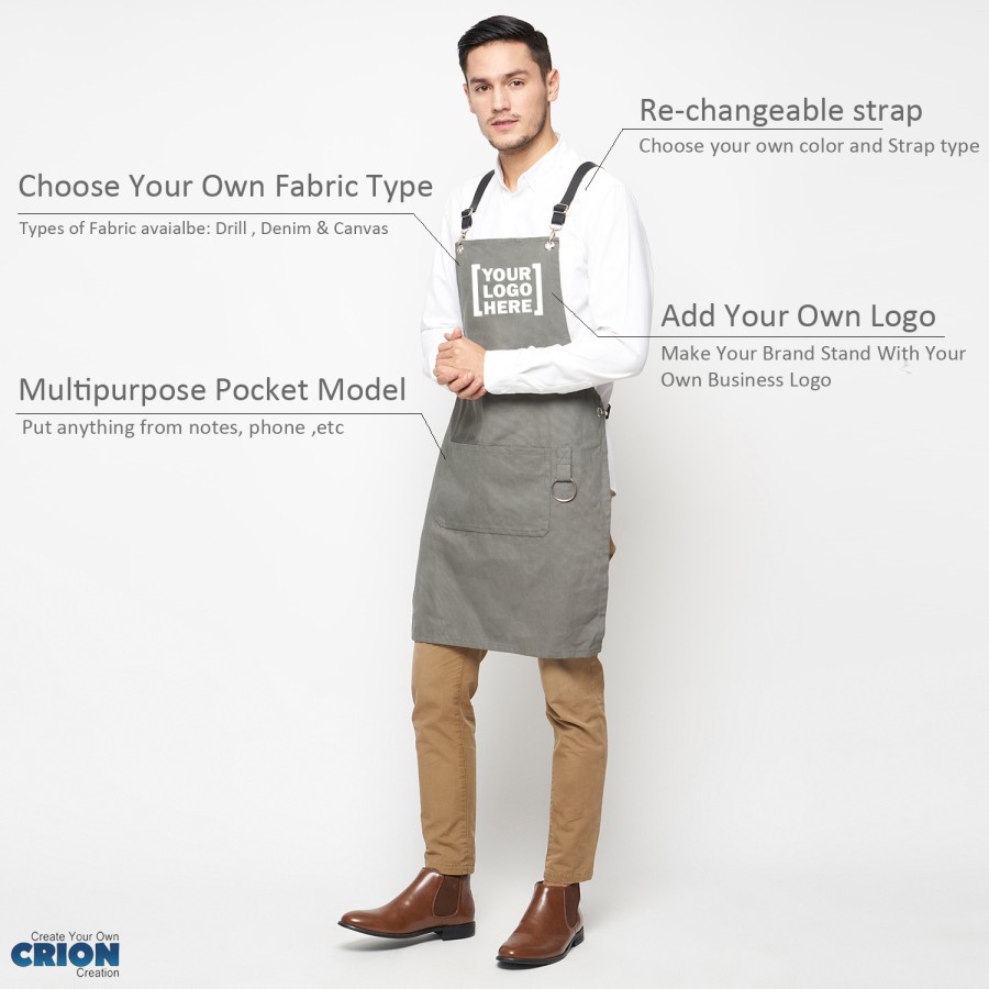 Celemek Apron Barista / Barber / Chef fully customize logo by Crion