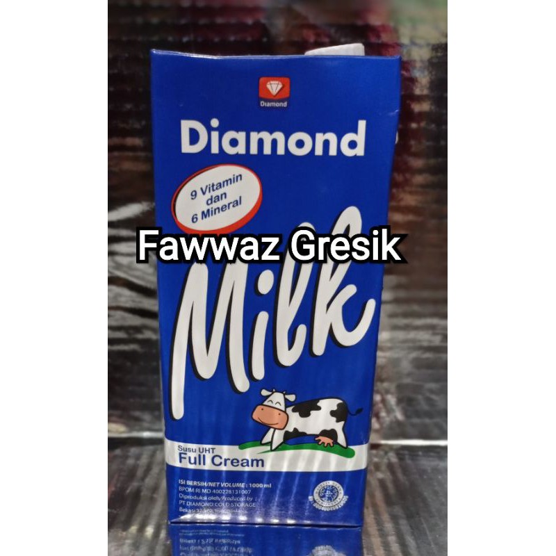 Susu Diamond UHT plain / Susu Cair steril Full Cream 1 Liter