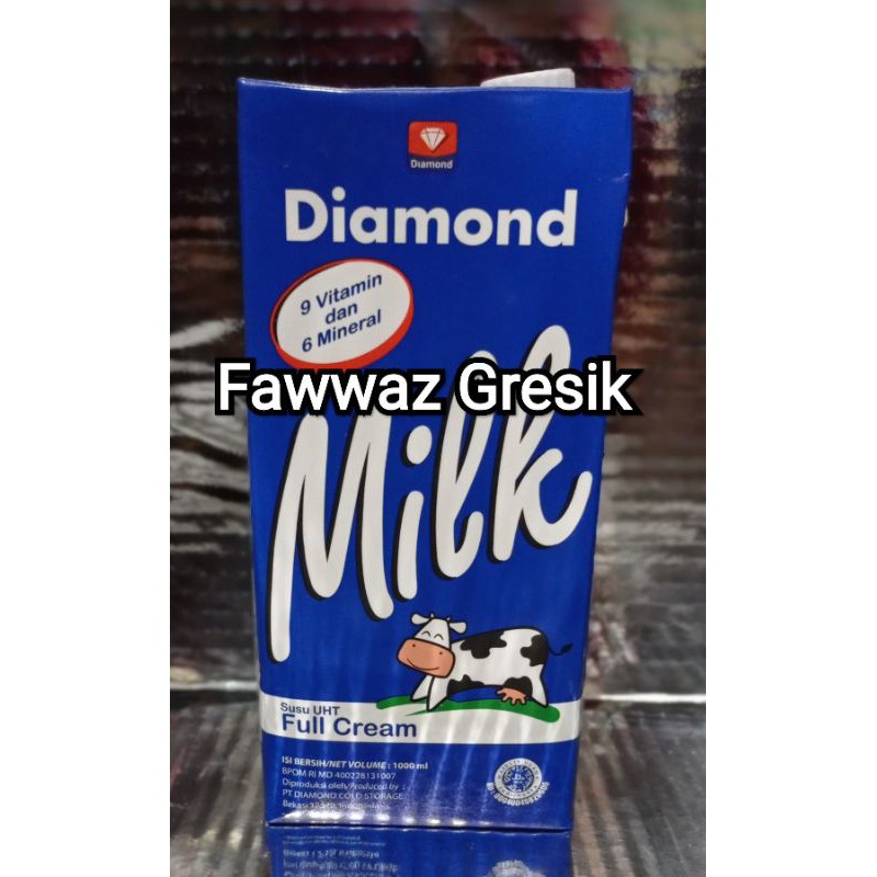 Susu Diamond UHT plain / Susu Cair steril Full Cream 1 Liter