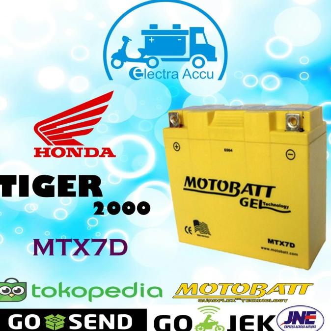Aki motor honda Tiger 2000 motobatt MTX7D Aki kering / Aki Gel electra87 Murah