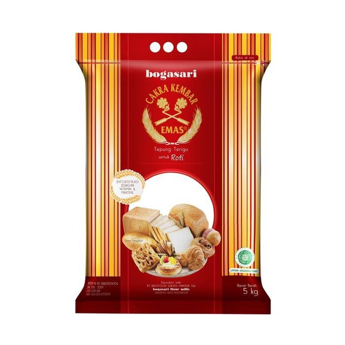 

Tepung Terigu Cakra Kembar Emas Premium Roti 5kg