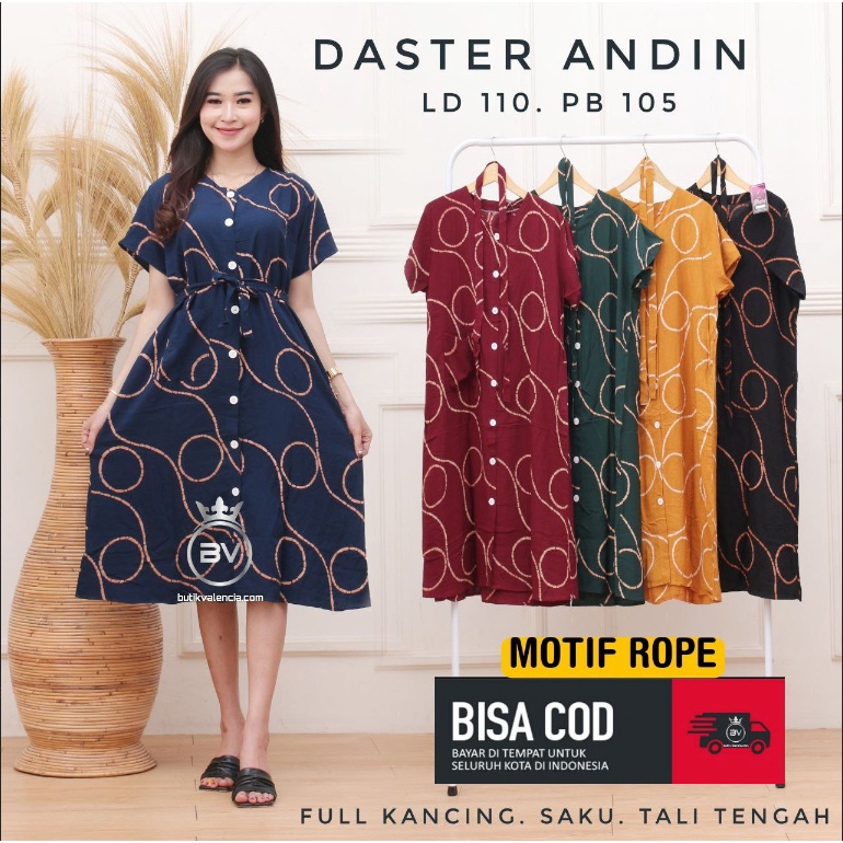 Daster Andin / Daster Rayon Premium Lengan Pendek Busui Full Kancing