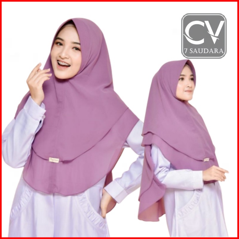 Jilbab Instan Syari Ceruti 2 layer Jumbo Hijab Pet Antem Kerudung Bergo Instant Khimar Syar'i 2 Laye