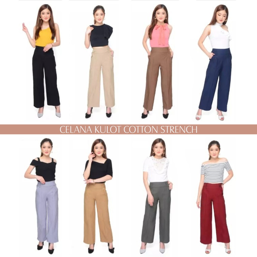 Celana KULOT Katun Wanita / Celana KULOT HW Cotton Strench Wanita