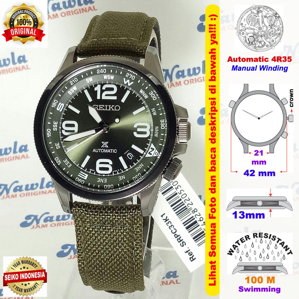 Seiko Prospex SRPC33K1 Compass Green - Jam Tangan Pria SRPC33