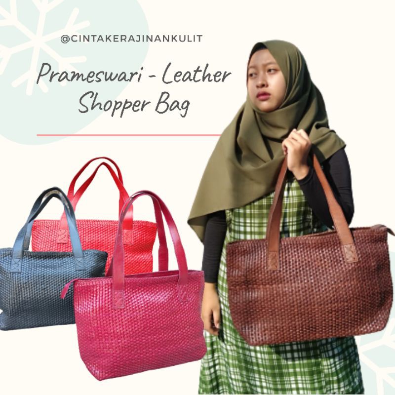 Prameswari - Tas Kulit/ Leather Shoulder Bag/Shopper Bag Kulit