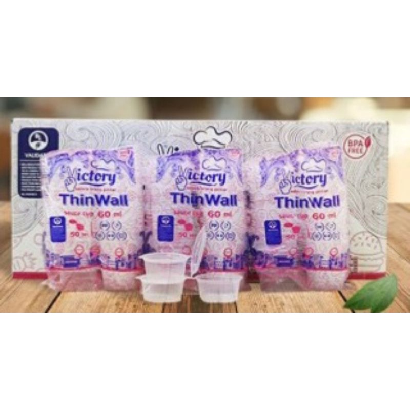 Thinwall Tempat Saus Plastik 60ml / Sauce Cup Container merk Victory