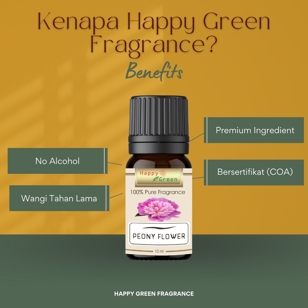 Happy Green Peony Flower Fragrance Oil Aroma Segar Bunga Botan