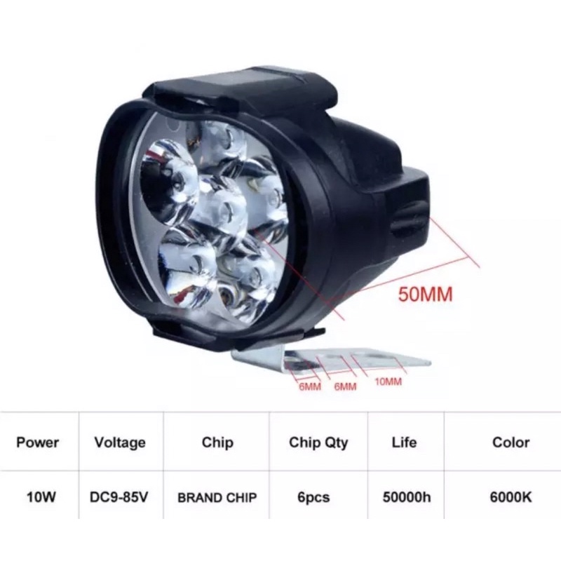 PROMO LAMPU LED SOROT PLX 6 MATA FREE SAKLAR STANG LAMPU MOTOR LAMPU TEMBAK MOTOR 6 MATA 6 WATT CWL 6 MATA