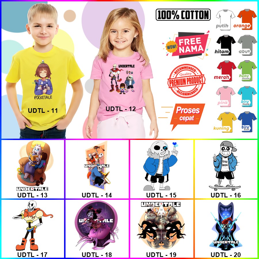 Baju Kaos ANAK DAN DEWASA UNDERTALE COUPLE (FREE NAMA)