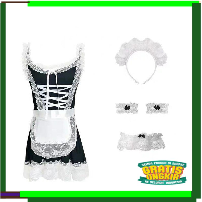 Merah hitam biru hijau pink orange coklat abu / 【Wetrose】 Lingerie Murah Hot Sexy Binal Kostum Pelay