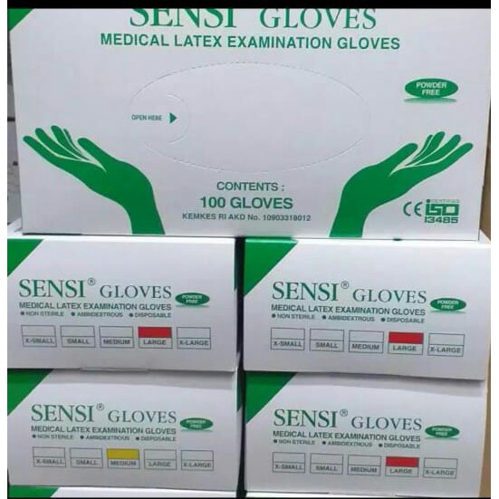 Sensi gloves latex powder Free isi 100pcs