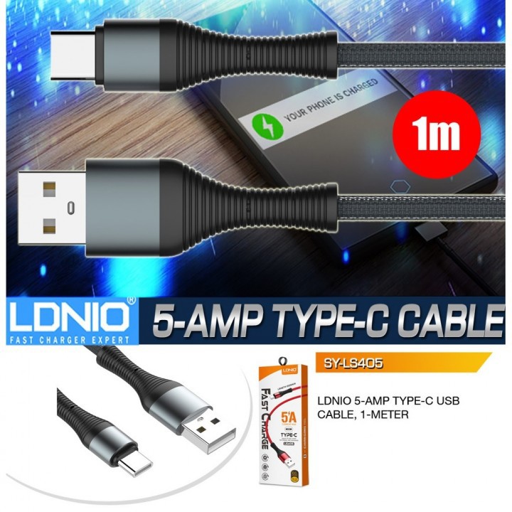 LDNIO LS405 - USB to Type-C Data Sync and 5A Fast Charging Cable - 1M