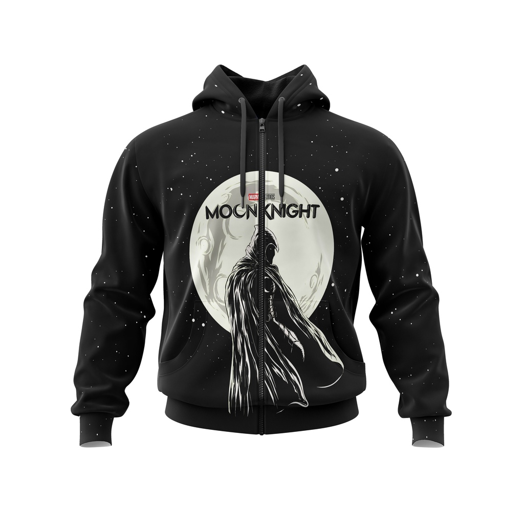Jaket Hoodie Pria Karakter Superhero Moon Knight Marvel Full Printing Custom